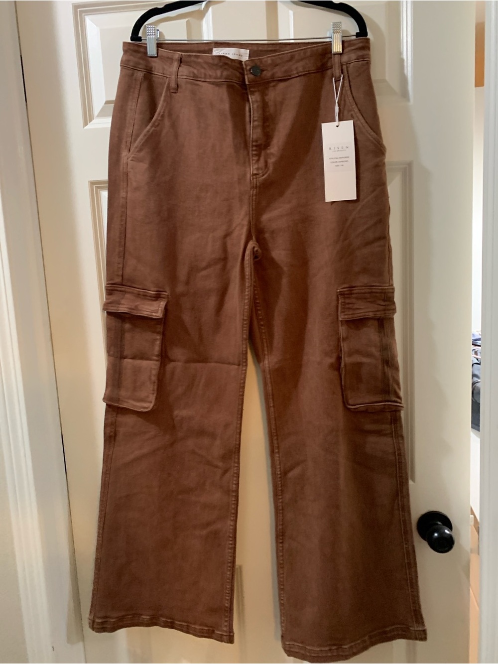 Risen Brown Cargo Wide-Leg Jeans